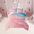 thumbnail image 1 of Erosebridal Pink Beach Bedding Sets Twin with Comforter, Romantic Ocean Duvet Insert, Coastal Marine Reversible Down Comforter, Microfiber Bedroom Decoration, 2pcs, 1 of 8