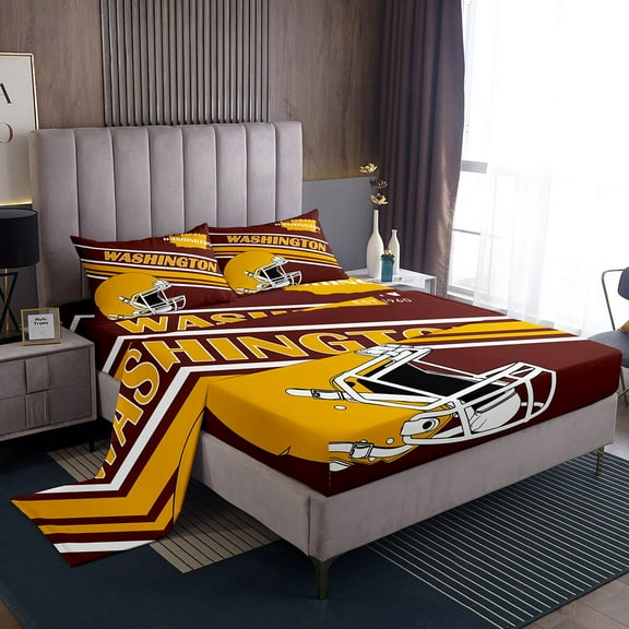 Erosebridal Ball Game Football Sheet Set Twin,Brown Golden Bedding Sets Twin Size,Sport Theme Decor(Washington),Breathable,3pcs
