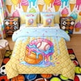 thumbnail image 1 of Erosebridal Pink Blue Drippy Baseball Cone Print Twin Bedding Sets, Fun Treats Bedding Comforter Set for Kids Boys and Girls, Colorful Stars Reversible 7pcs, 1 of 6