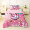 thumbnail image 1 of Erosebridal Pink & Blue Glitter Background Baseball Glove Ice Cream Graphic Twin Comforter Sets 3-Piece, Sweet Graphic Bedding Set for Girls Kids,Pink Reversible,Breathable Home Decor, 1 of 6