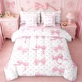 thumbnail image 1 of Erosebridal Pink Bow 7-Piece Twin Bedding Sets For Girls,Kawaii Geometric Circles Pattern Bedding Comforter Set For Kids,Pink Reversible, 1 of 7
