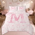 thumbnail image 1 of Erosebridal Pink Bow Bedding Full Comforter Set, Initial Letter M Down Comforter, Princess Bowknot Decor, Reversible, 1 of 7
