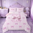 thumbnail image 1 of Erosebridal Pink Bow Full Size Comforter Sets For Girls,Cute Letter X Personalized Initial Bedding Sets,Pink Reversible,3pcs, 1 of 7