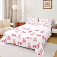 thumbnail image 1 of Erosebridal Pink Bow Rabbits Full Size Sheets 4-Piece For Kids,Happy Easter Bed Sheets For Girls,Breathable Home Decor, 1 of 5