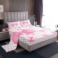 thumbnail image 1 of Erosebridal Pink Bow Sheet Set Twin,Cartoon Polka Dots Bedding Sets Twin Size,Kawaii Bowknot Twin Sheet Sets,Ultra Soft Cute Room Decorative,3pcs, 1 of 7