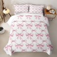 thumbnail image 1 of Erosebridal Pink Bow Silhouettes Bed Spread Queen,Ribbon Coquette Bowtie Queen Coverlet Set For Girls,3pcs, 1 of 7