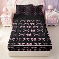 thumbnail image 1 of Erosebridal Pink Bow Zipper Twin Comforter Sets with Fitted Sheet and 2 Pillowcases,Ribbon Bowtie Zipper Bedding Set For Girls,Black Reversible,4pcs, 1 of 7