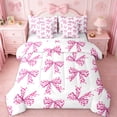 thumbnail image 1 of Erosebridal Pink Bowknot 7-Piece Bedding Comforter Set For Girls,3D Cartoon Bow Print King Bedding Sets For Kids,Reversible, 1 of 7