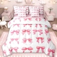 thumbnail image 1 of Erosebridal Pink Bowknot 7-Piece Twin Bedding Sets,Girls Cute Coquette Bowtie Bedding Comforter Set For Kids,Reversible pink, 1 of 7