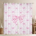 thumbnail image 1 of Erosebridal Pink Bowknot Black Out Curtains For Girls,Classic Geometric Buffalo Plaid Curtains Pack of 2 (42x63 Each) For Kids, 1 of 7