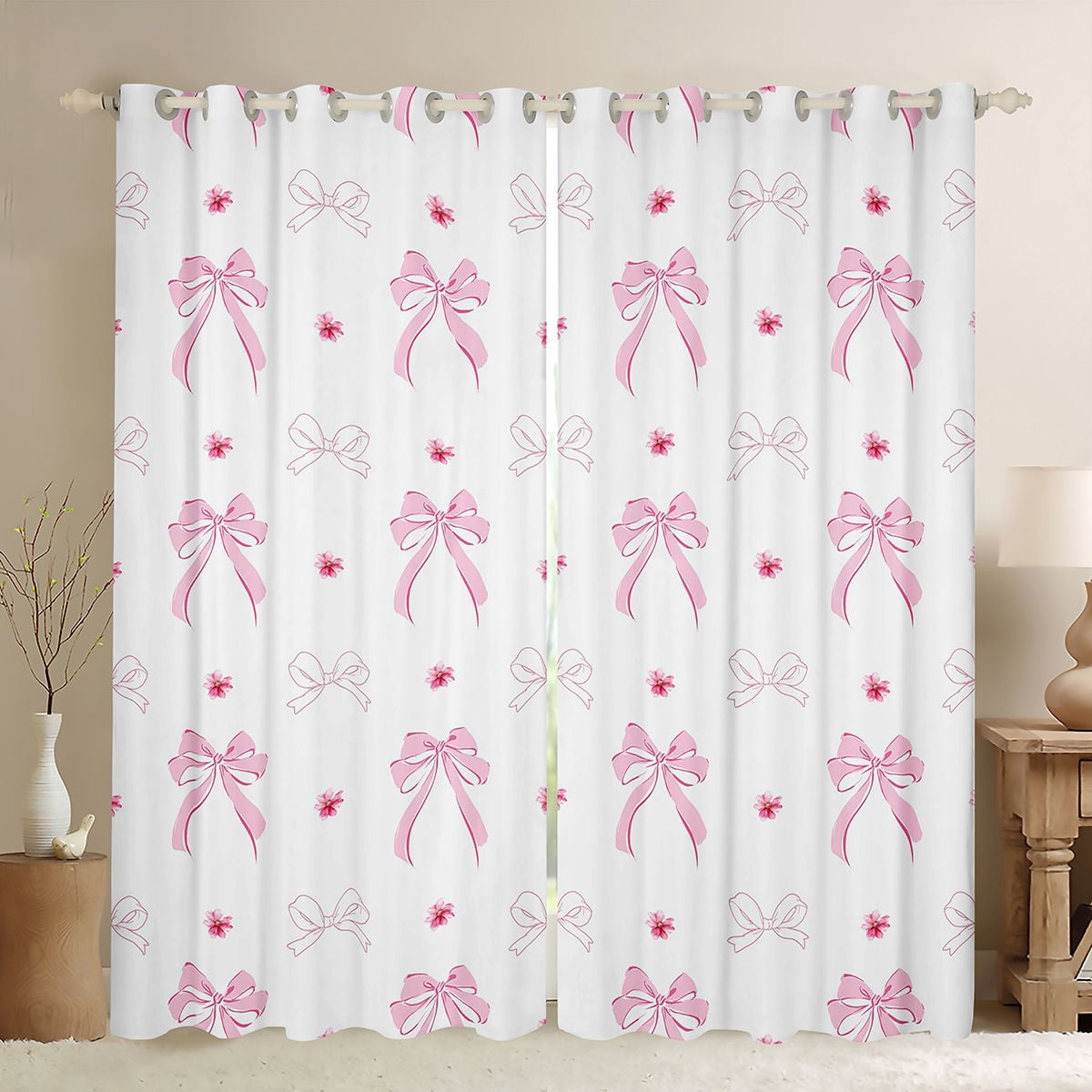 Girls white pink flowers 2pc set main image 0