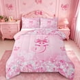 thumbnail image 1 of Erosebridal Pink Bowknot Full Size Comforter Sets For Girls,Pink Butterfly Letter J Initial Bedding Sets,Pink Reversible,3-Piece, 1 of 7