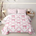 thumbnail image 1 of Erosebridal Pink Bowknot Girls Quilt King, Princess Butterfly Knot King Coverlet Set, 3pcs, 1 of 7