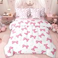 thumbnail image 1 of Erosebridal Pink Bowknot Kids 7 Pieces Bedding Comforter Set,Cartoon Cute Bowtie Pattern Full Bedding Set For Bows Lover,Pink Reversible, 1 of 7