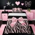 thumbnail image 1 of Erosebridal Pink Bowknot Kids Twin Sheet Sets,Chic Zebra Stripe Print Bedding For Girls 3 Pieces, 1 of 6