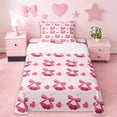 thumbnail image 1 of Erosebridal Pink Bowknot Kids Twin Sheet Sets,Red Cherries Romantic Hearts Print Bedding For Girls 3pcs, 1 of 6
