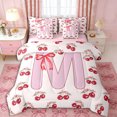 thumbnail image 1 of Erosebridal Pink Bowknot Personalized Initial M Twin Bedding Sets 7-Piece,Cartoon Cherry Bow Knot Bedding Comforter Set,Pink Reversible,Microfiber Bedroom Decor, 1 of 6