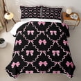 thumbnail image 1 of Erosebridal Pink Bowknot Ribbon Twin Quilt Set For Kids,Cute Coquette Bowtie Girls Twin Coverlet Set,2pcs, 1 of 7