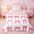 thumbnail image 1 of Erosebridal Pink Bowknot Twin Comforter Sets,Girls Cute Coquette Bowtie Bedding Set For Kids,Reversible pink,2 Pieces, 1 of 7