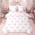 thumbnail image 1 of Erosebridal Pink Bows 7pcs Bedding Comforter Set For Girls,Dreamy Princess Style Bowknot Queen Bedding Sets,Cartoon Loves Pattern,Reversible, 1 of 7