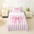 thumbnail image 1 of Erosebridal Pink Bows Twin Sheet Sets For Girls,Dreamy Princess Bowknot Minimalist Geometric Lines Bedding 3pcs, 1 of 6