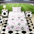thumbnail image 1 of Erosebridal Pink Bowtie Soccer Twin Sheet Sets, Cute Sport Bedding for Girls and Boys, 3-Piece, 1 Flat Sheet, 1 Fitted Sheet and 1 Pillowcase, 1 of 6