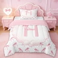 thumbnail image 1 of Erosebridal Pink Bowtie Twin Comforter Sets,Dreamy Princess Style H Alphabet Bedding Set For Girls Kids,Reversible pink,2 Pieces, 1 of 7