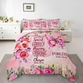 thumbnail image 1 of Erosebridal Pink Butterfly Comforter Sets, Inspirational Quotes Down Comforter, Rose Floral Decor, 2pcs, 1 of 6