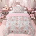 thumbnail image 1 of Erosebridal Pink Butterfly Twin Comforter Sets,Cartoon Flying Animals Bedding Set For Girls Kids, Reversible 2 Pieces, 1 of 7