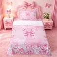 thumbnail image 1 of Erosebridal Pink Cartoon Bowknot Twin Sheet Sets For Girls,Kawaii Butterfly Letter T Initial Bedding 3-Piece, 1 of 6