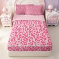 thumbnail image 1 of Erosebridal Pink Cheetah Print Zipper Twin Comforter Sets with Fitted Sheet and 2 Pillowcases,Leopard Spot Texture Zipper Bedding Set For Girls,Pink Reversible,4-Piece, 1 of 7