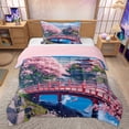 thumbnail image 1 of Erosebridal Pink Cherry Blossoms Kids Twin Comforter Sets, Japanese Style Bedding Set, 2pcs, 1 of 6