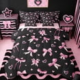 thumbnail image 1 of Erosebridal Pink Coquette Bowknot 7-Piece Twin Bedding Sets For Bow Lovers,Cute Loves Print Kids Bedding Comforter Set,Reversible pink, 1 of 7