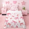thumbnail image 1 of Erosebridal Pink Coquette Bowknot Girls Twin Sheet Sets,Kawaii Loves Pattern Bedding For Kids 3-Piece, 1 of 6