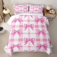 thumbnail image 1 of Erosebridal Pink Coquette Bowtie Kids Quilt King,Kawaii Bowknot King Coverlet Set For Girls,3-Piece, 1 of 7