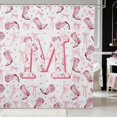 thumbnail image 1 of Erosebridal Pink Cowgirl Boot Letter Bow Shower Curtain 72Wx72L for Girls, Western Star Background Alphabet Waterproof Bathroom Curtain, 1 of 5