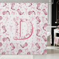 thumbnail image 1 of Erosebridal Pink Cowgirl Boot Letter Bow Shower Curtain 72Wx78L for Girls, Western Star Background Alphabet Waterproof Bath Curtain, 1 of 5