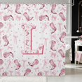 thumbnail image 1 of Erosebridal Pink Cowgirl Boot Letter Bow Shower Curtain 72Wx78L for Girls, Western Star Background Alphabet Waterproof Bath Curtain, 1 of 5