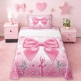 thumbnail image 1 of Erosebridal Pink Cute Bowknot Kids Twin Sheet Sets,Ballet Girls Silhouette Bedding 3-Piece, 1 of 6