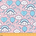 thumbnail image 1 of Erosebridal Pink Cute Cloud Fabric by the Yard 1 Yard, Rainbow Balloon Bow Home Decor Fabric by the Yard, 1 of 7