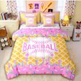 thumbnail image 1 of Erosebridal Pink & Cyan Dripping Waffle Pink Baseball & Bat Logo Graphic Bedding Comforter Set 7 Pieces, Baseball Graphic Full Bedding Set for Girls Kids,Breathable Home Decor, 1 of 6