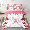 thumbnail image 1 of Erosebridal Pink Dripping Baseball Stitch & Batter Silhouette Graphic Bedding Comforter Set 7 Pieces, Baseball Graphic Full Bedding Set for Girls Kids,Lightweight Room Decor, 1 of 5