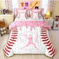 thumbnail image 1 of Erosebridal Pink Dripping Baseball Stitch & Batter Silhouette Graphic Bedding Comforter Set 7 Pieces, Sport Graphic Full Bedding Set for Girls Kids,Breathable Home Decor, 1 of 6