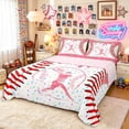 thumbnail image 1 of Erosebridal Pink Dripping Baseball Stitch & Batter Silhouette Graphic Full Size Sheets 4-Piece, Baseball Graphic Bed Sheets for Girls Kids,Lightweight Room Decor, 1 of 5