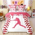 thumbnail image 1 of Erosebridal Pink Dripping Baseball Stitch & Batter Silhouette Graphic Twin Bedding Sets 7-Piece, Sport Graphic Bedding Comforter Set for Girls Kids,Luxury Bedroom Decor, 1 of 6