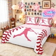 thumbnail image 1 of Erosebridal Pink Dripping Baseball Stitch & Hitter Silhouette Graphic Bed Sheets 4pcs, Sport Graphic King Sheets for Girls Kids,Luxury Bedroom Decor, 1 of 5