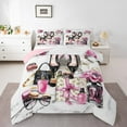 thumbnail image 1 of Erosebridal Pink Fashion Bedding Sets Twin with Comforter, Female Perfume Duvet Insert, High Heels Reversible Comforter Sets Twin Size, Ultra Soft Room Decor, 2 Pieces, 1 of 8