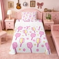 thumbnail image 1 of Erosebridal Pink Flower Pickleball Twin Sheet Sets, Cute Sport Bedding for Girls and Boys, 3pcs, 1 Flat Sheet, 1 Fitted Sheet and 1 Pillowcase, 1 of 6