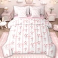 thumbnail image 1 of Erosebridal Pink Flowers 7-Piece Twin Bedding Sets For Girls,Country Floral Bedding Comforter Set For Kids,Reversible pink, 1 of 7