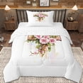 thumbnail image 1 of Erosebridal Pink Flowers Twin Comforter Sets,Rustic Plant Floral Bedding Set For Girls Kids, Reversible 2 Pieces, 1 of 7
